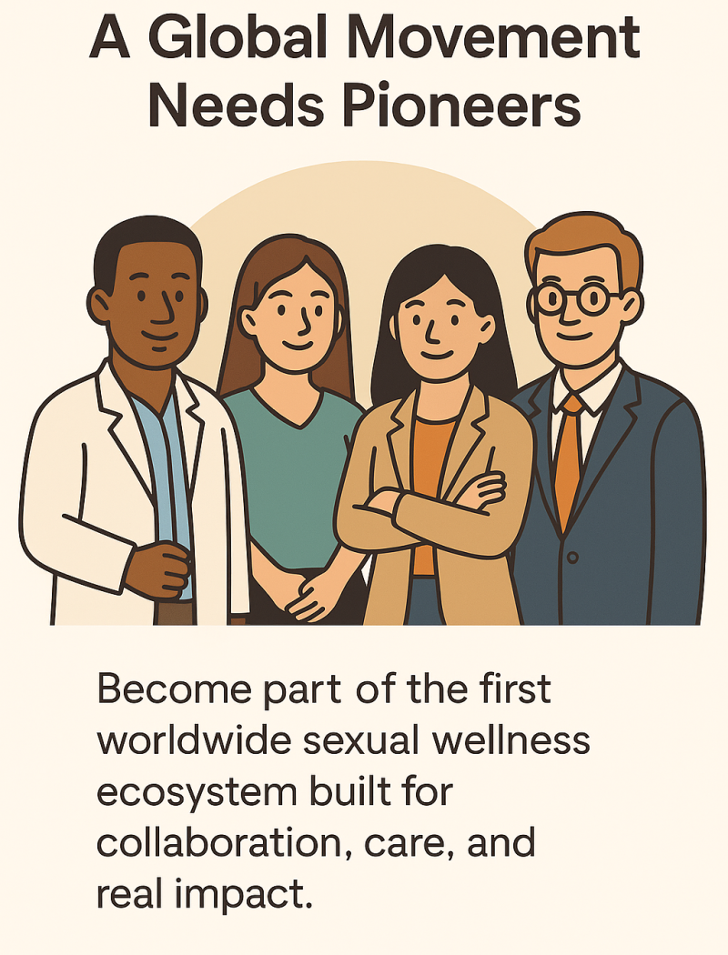 Illustration representing global collaboration and leadership in sexual wellness